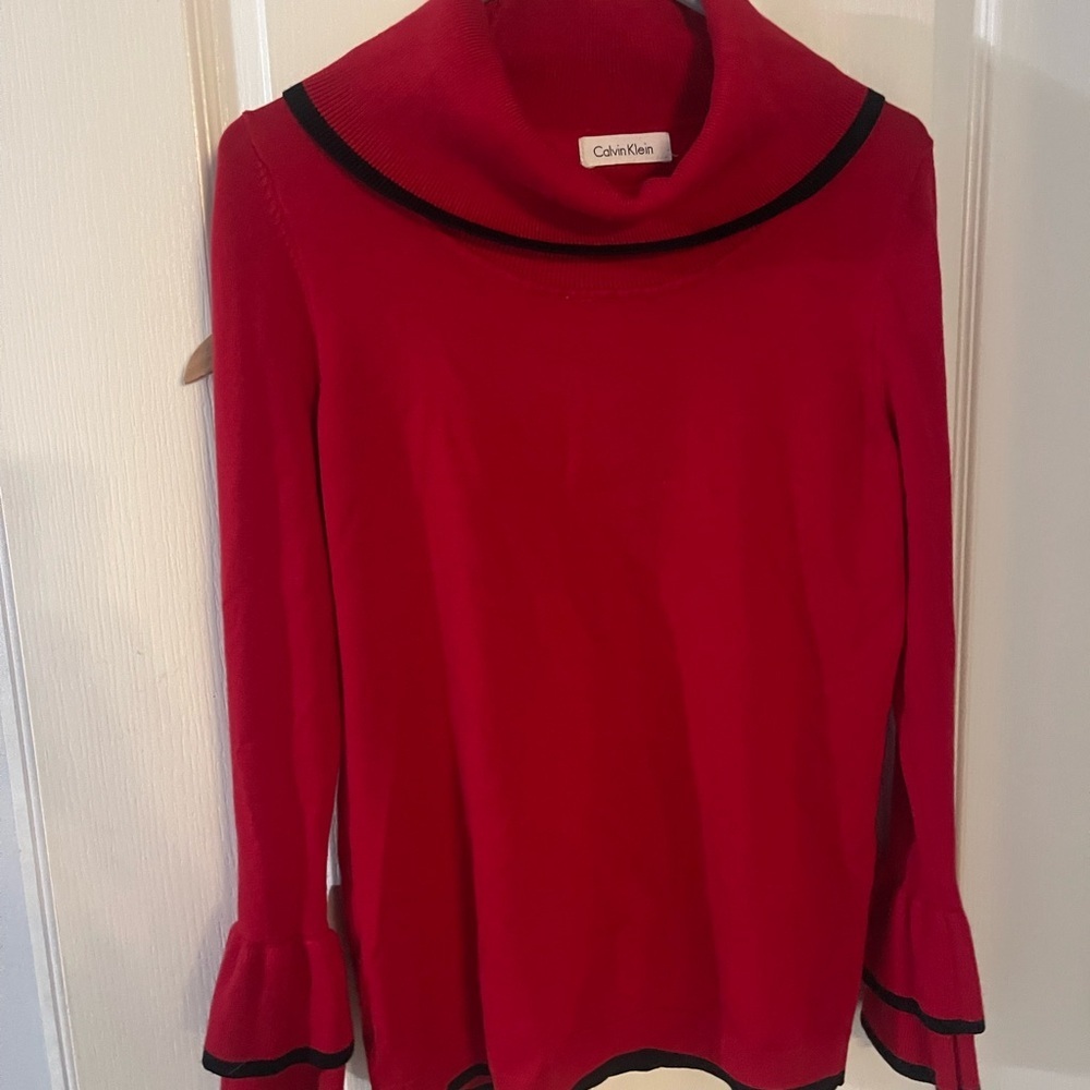 Calvin Klein Women's Vibrant Red Cowl Neck Sweater